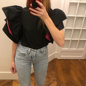 Zara Taffeta Ruffle Top XSmall